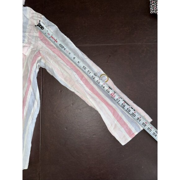 Ellen Tracy Striped Button-Front Shirt w/Roll-Tab Sleeves Womens L Pink/Blue - Picture 9 of 9